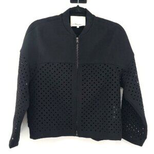3.1 PHILLIP. LIM Cut Out Blazer Jacket Full Zip Black Dots Perforated 2 Bomber